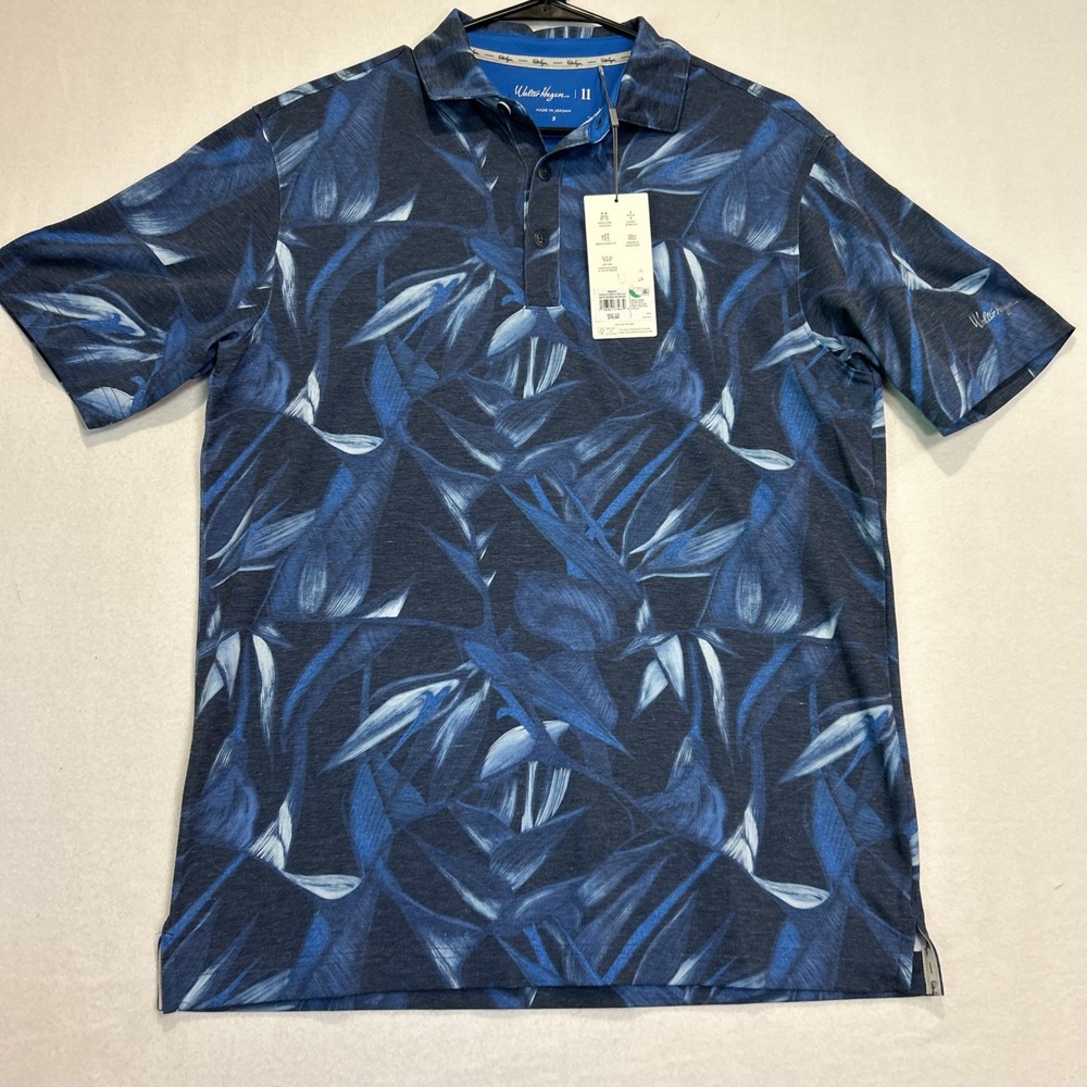 Walter Hagen Mens Clubhouse Airbrush Print Golf Polo Navy Blue Small MGA11526